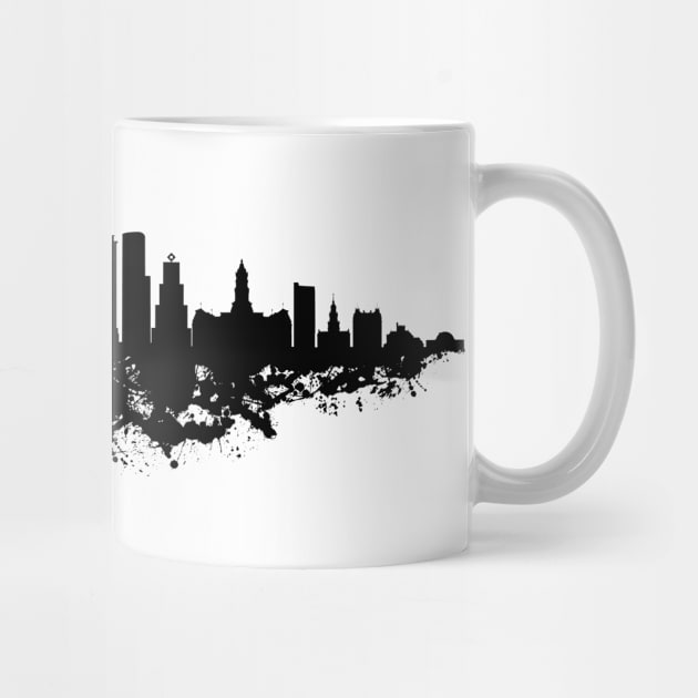 Philadelphia City Skyline - Watercolor Black and White by SPJE Illustration Photography